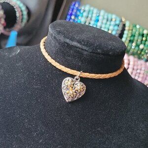 Silver and Gold Heart Pendant Necklace